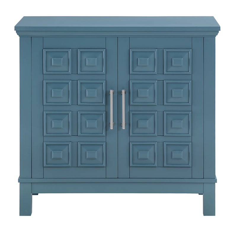 Sadie 2-Drawer Geometric Cabinet, Turquoise