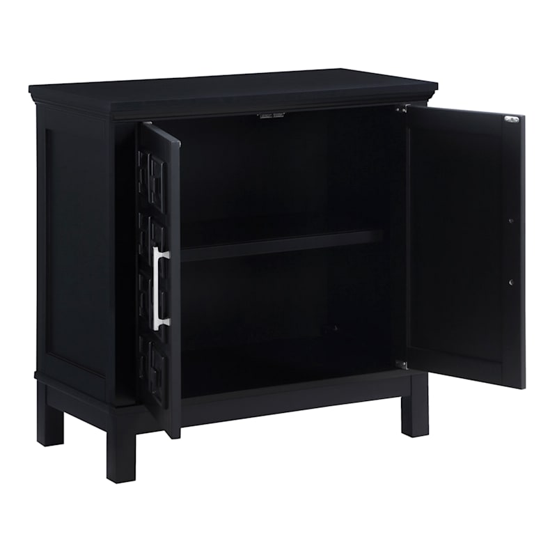 Sadie 2-Drawer Geometric Cabinet, Black