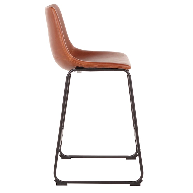 Duke Modern Industrial Counter Stool, Cognac At Home
