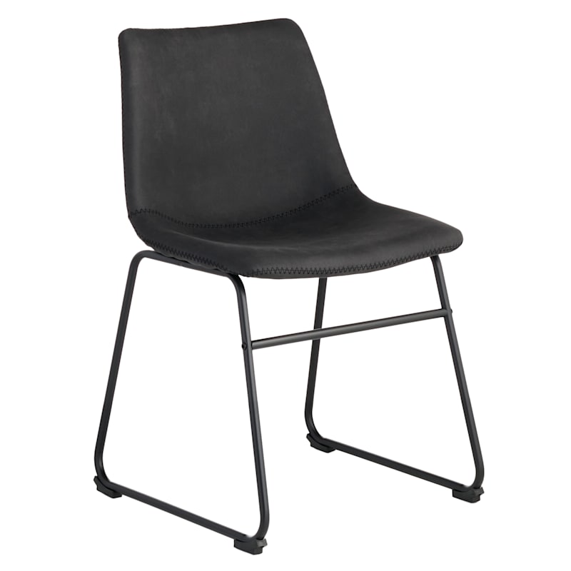 Crosby St Drake Modern Industrial Faux Leather Dining Chair, Grey