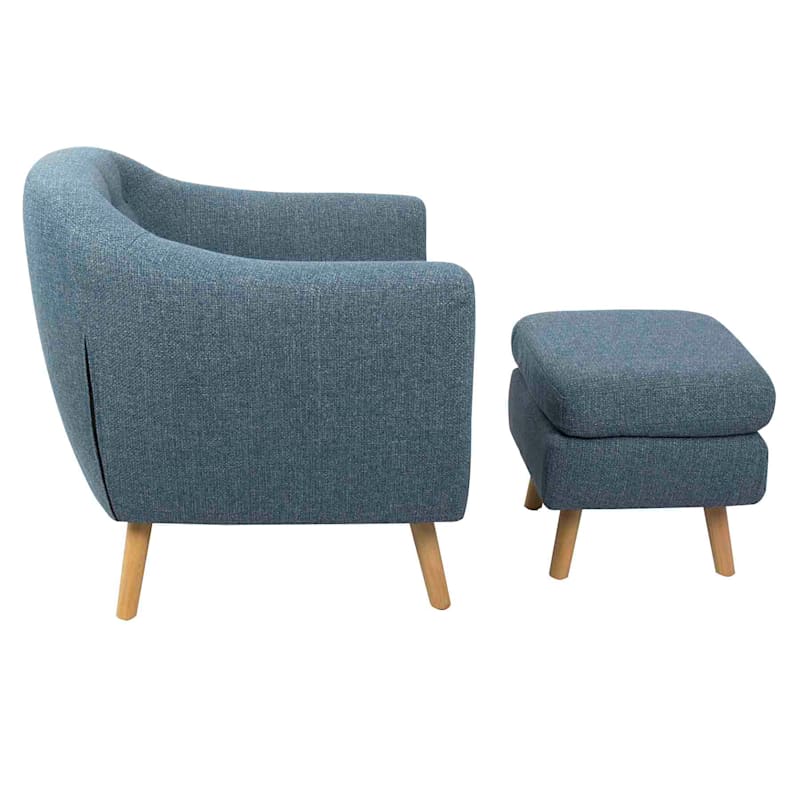 Rockwell Accent Chair & Ottoman Set, Blue