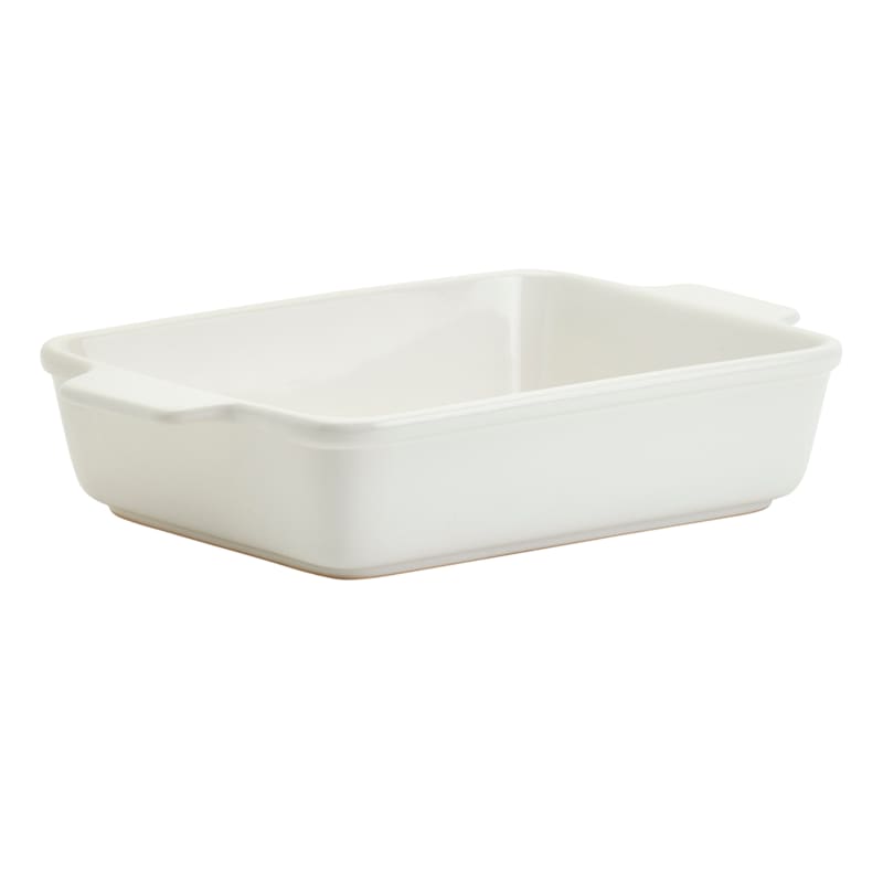 Bistro White Ceramic Rectangle Bakeware Dish, Small