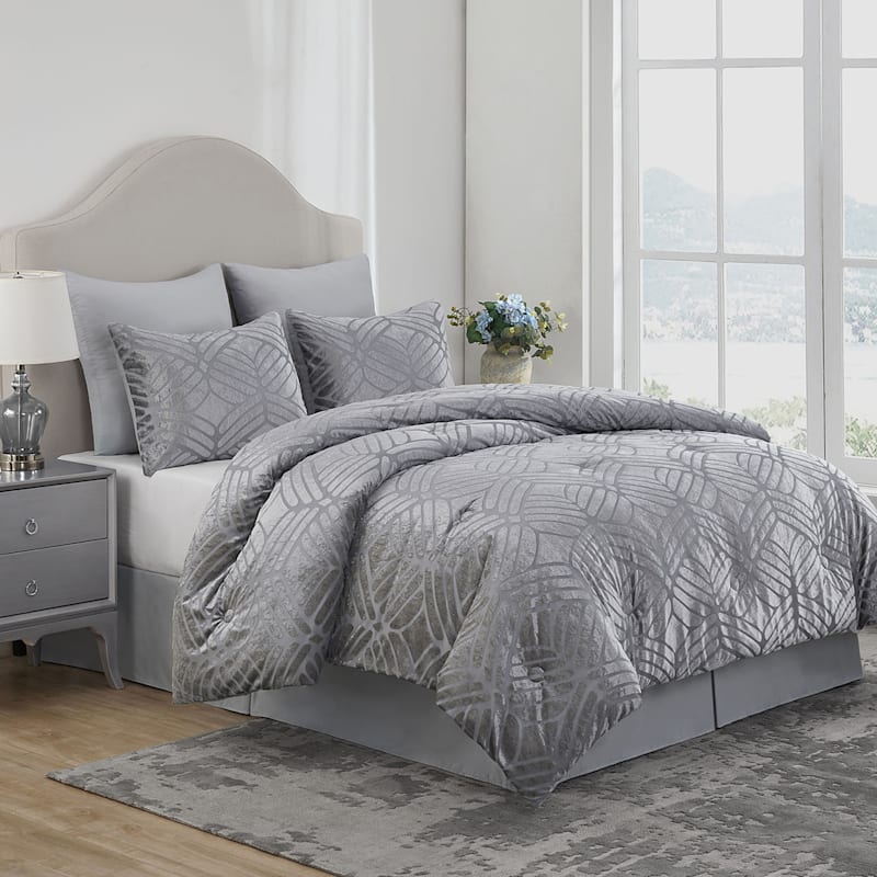 Laila Ali 6Piece Kara Gray Velvet Comforter Set, King