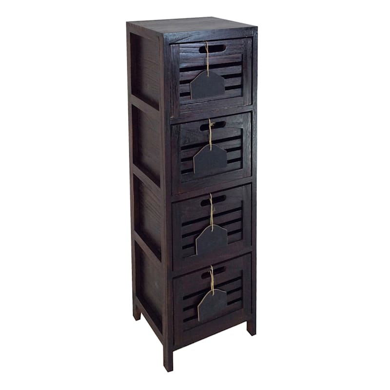 4-Drawer Grey Wooden Cabinet, Medium