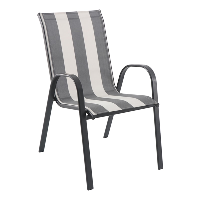 Laila Ali Stackable Black & White Striped Sling Patio Chair