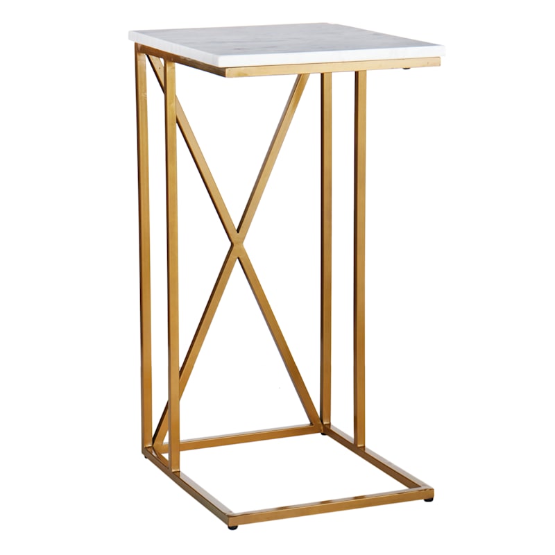 Crosby St Isabella Gold C-Table with Marble Top