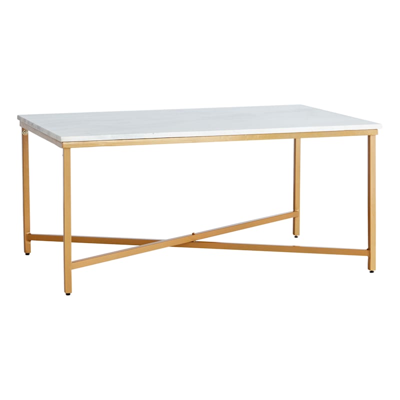 Isabella Gold Coffee Table with Marble Top
