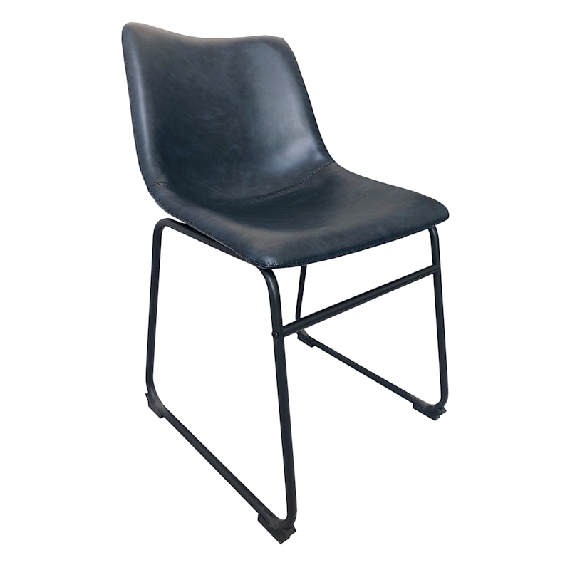 Drake Navy Blue Faux Leather Dining Chair