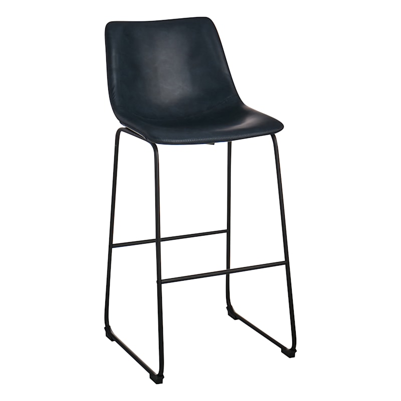 Drake Navy Blue Faux Leather Barstool