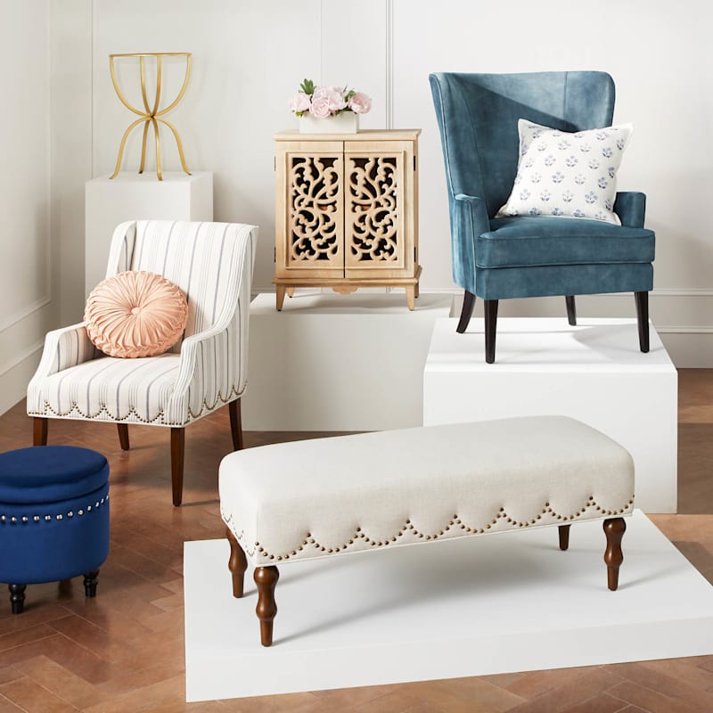Grace Mitchell Ellery Bench with Scalloped Nailheads