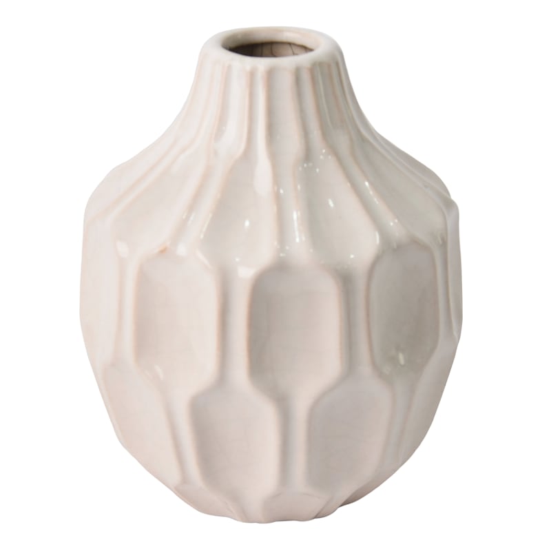 Katherine White & Gray Ceramic Vase, 6"