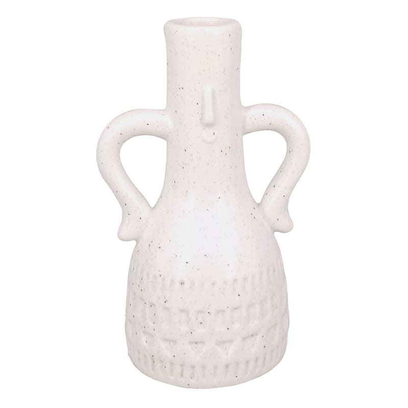 uafhængigt maske svælg White Ceramic Vase with Handles, 6.9"