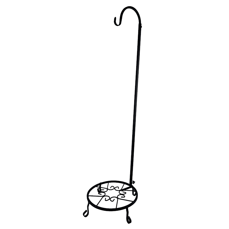 Metal Plant Shepard's Hook with Stand, Black