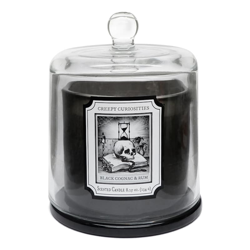 Black Cognac & Rum Scented Glass Bell Jar Candle, 8oz | At Home