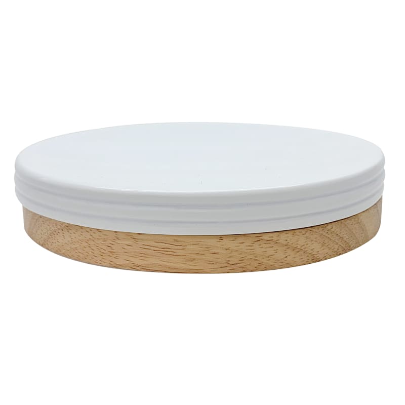 Ty Pennington White Ribbed Ceramic Accent Soap Dish