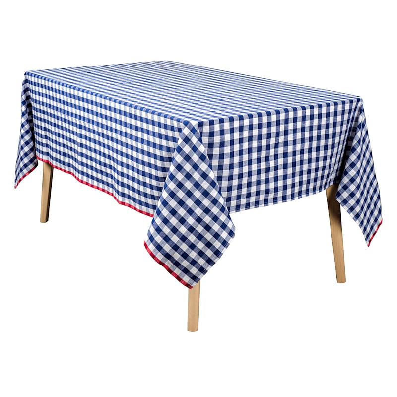 Bistro Blue Buffalo Check Tablecloth, 60x84