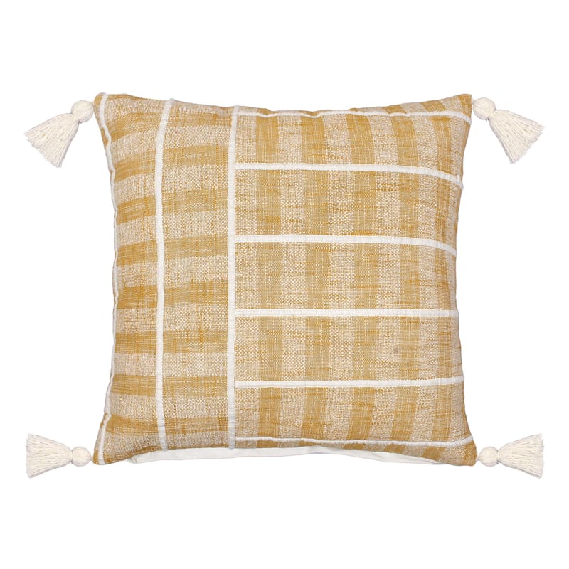Ty Pennington Yellow Textured Woven Tassel Throw Pillow 20