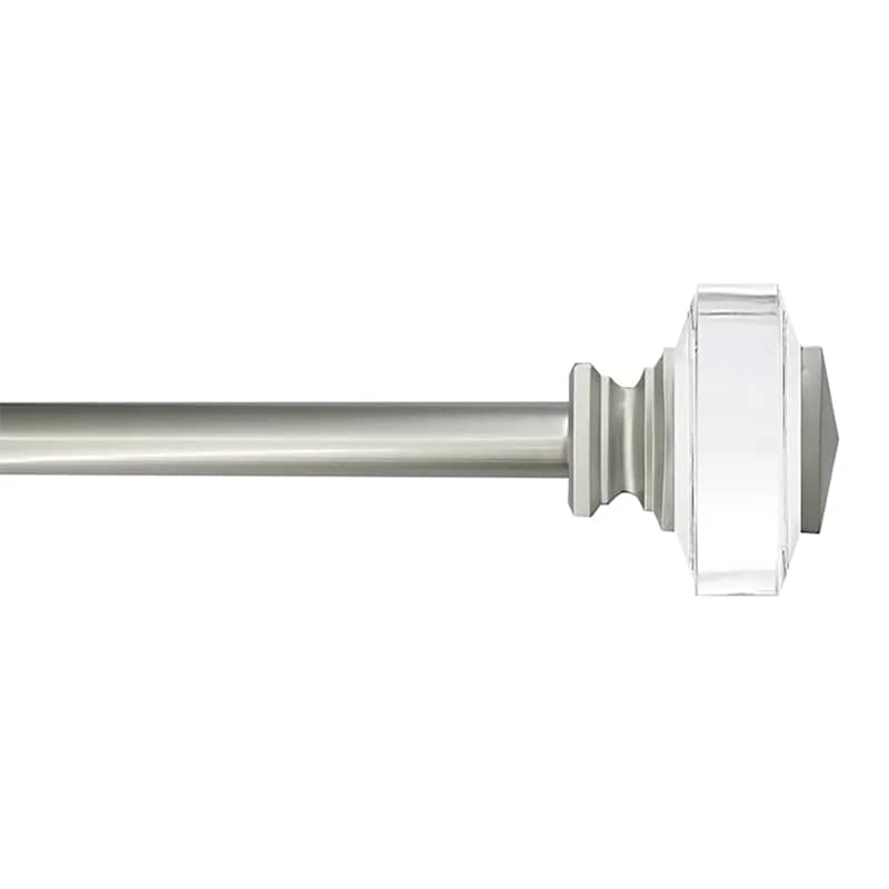 Tyson 3/4" Clear & Nickel Square Curtain Rod, 84120"