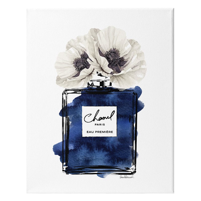 Flower Perfume Bottle Canvas Wall Art, Blue Sold by at Home