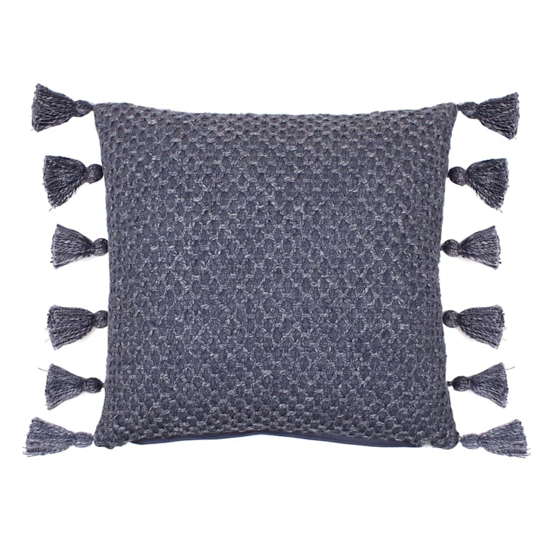 Blue tassel shop pillow