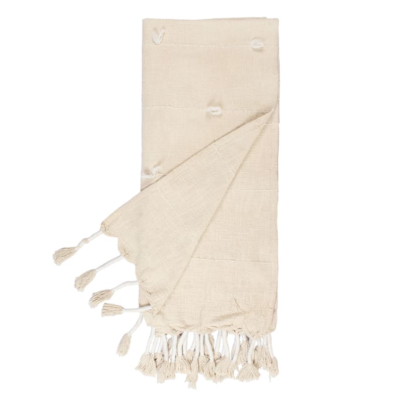 Ivory throw sales blanket with tassels