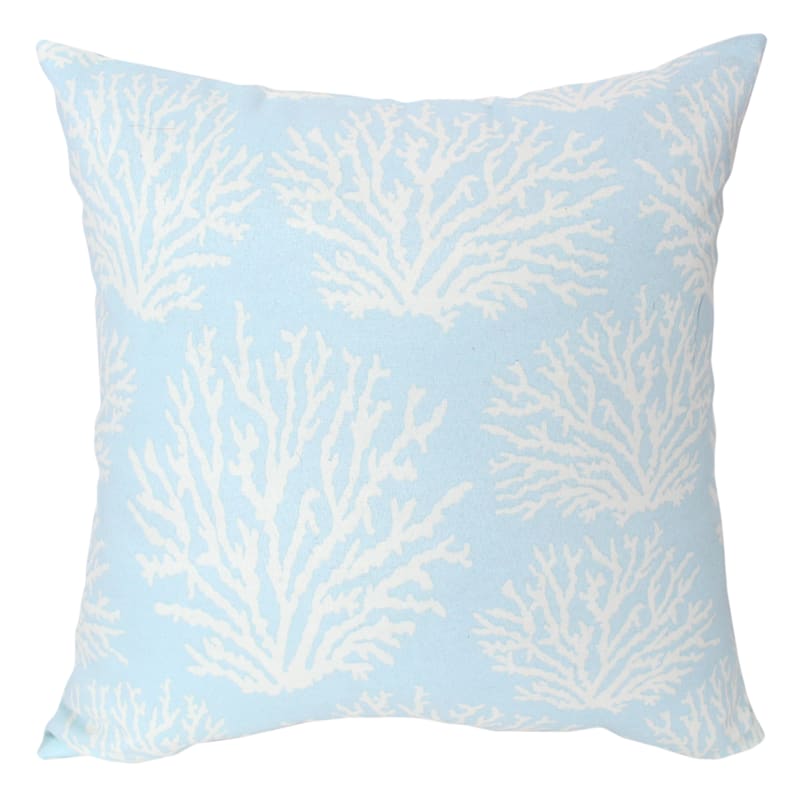 Ty Pennington Light Blue Coral Pattern Outdoor Throw Pillow, 16"
