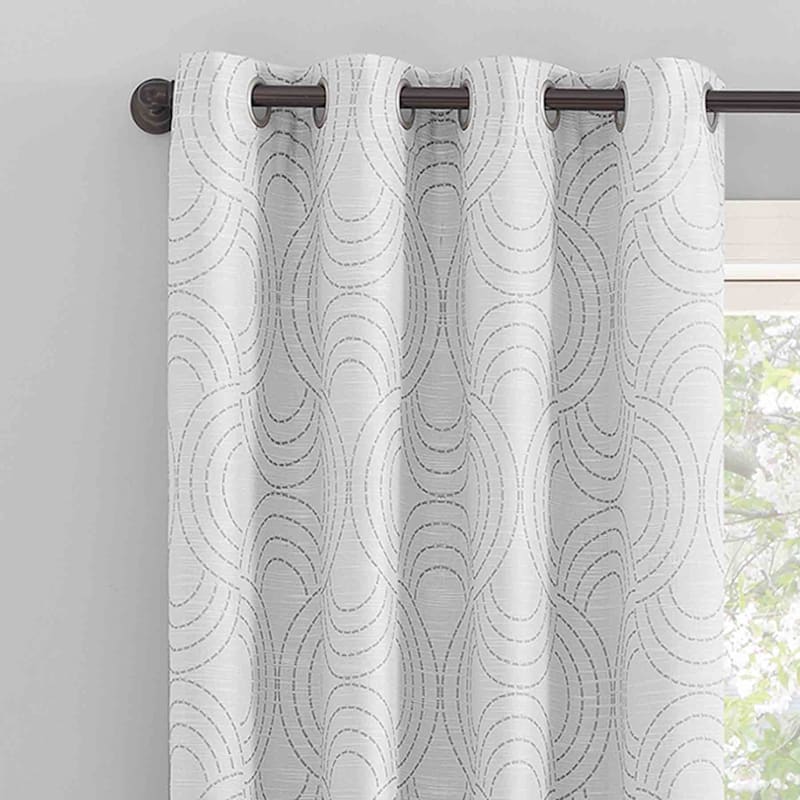 Bristol White Textured Blackout Grommet Curtain Panel, 84, Sold by at Home