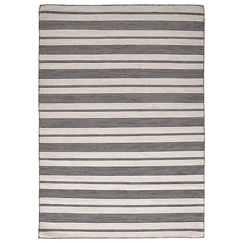(B804) Santiago Navy & Ivory Striped Area Rug, 7x9