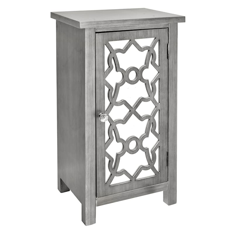 Providence 1-Door Mirrored Silver Cabinet