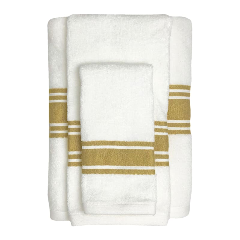 Ty Pennington Dobby Yellow & White Striped Bath Towel