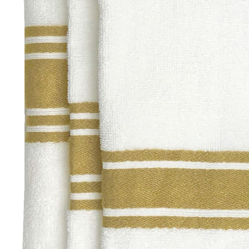 Ty Pennington Dobby Yellow & White Striped Fingertip Towel