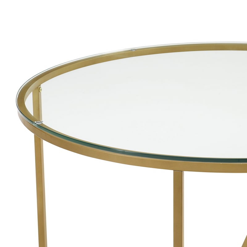 Stella Round Glass Coffee Table Gold