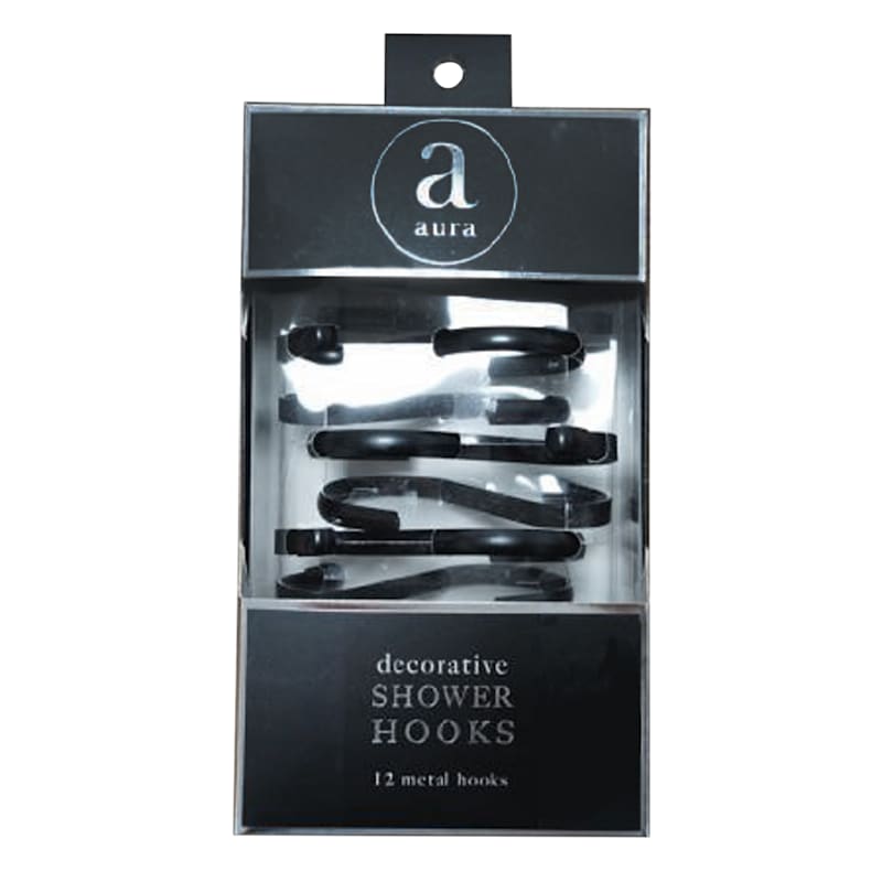 at Home iDesign S Shaped Black Shower Curtain Hooks (12 ct)