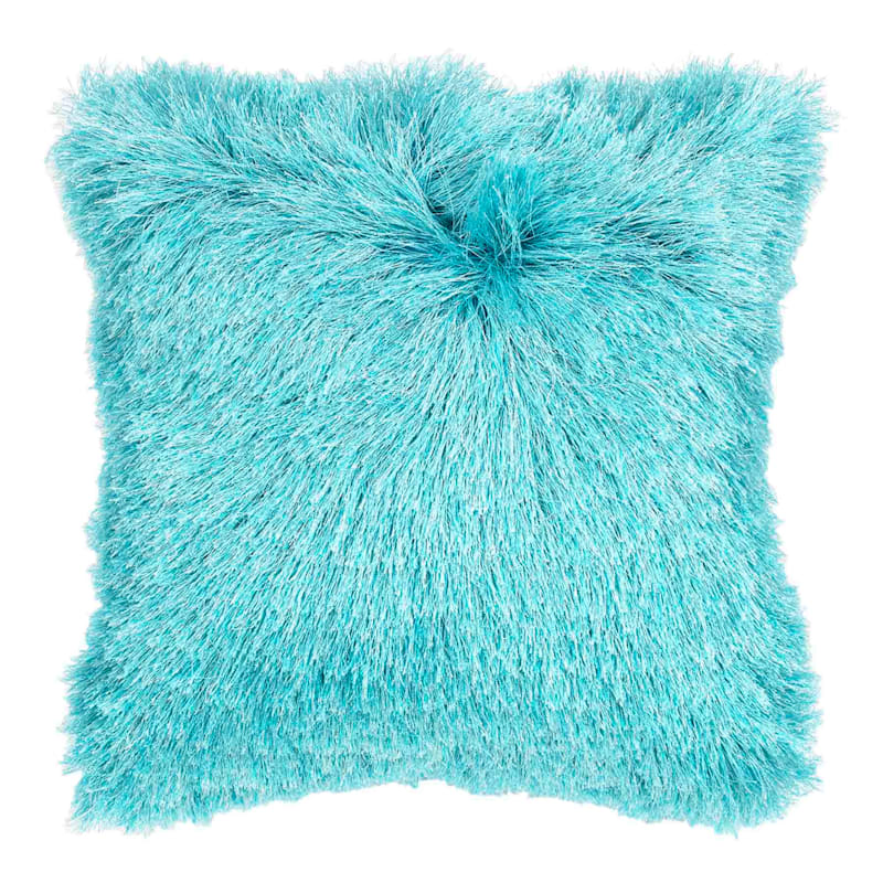 Blue shag pillow discount