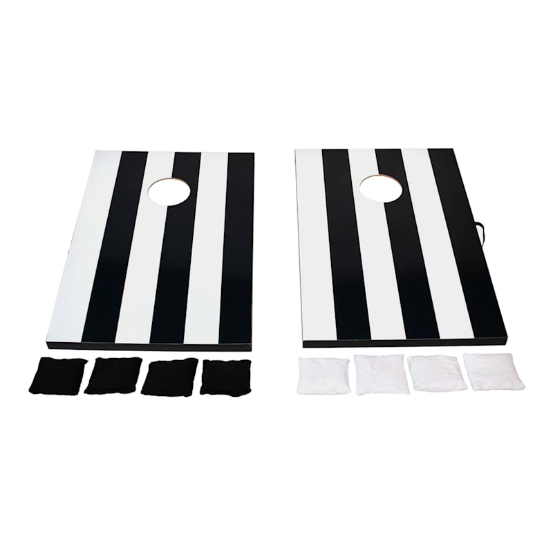 Laila Ali Black & White Striped Cornhole Set