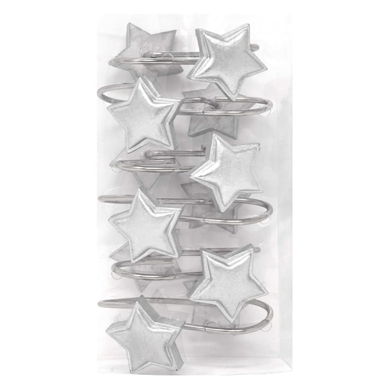 Silver Star Shower Curtain Hooks