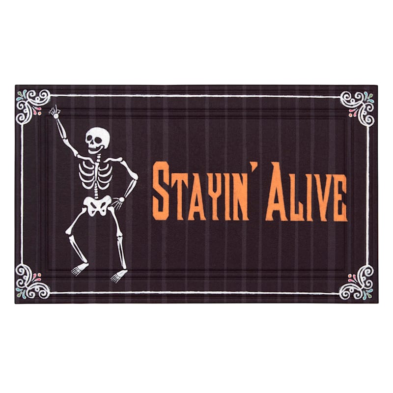 Stayin' Alive Skeleton Halloween Selma Mat, 18x30