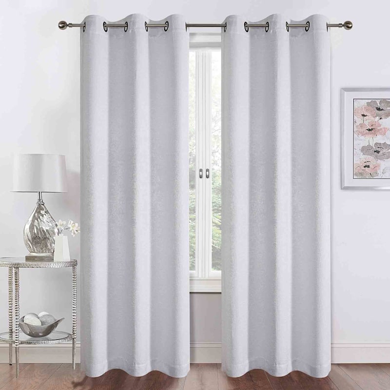 Barnes White Textured Grommet Curtain Panel, 95"