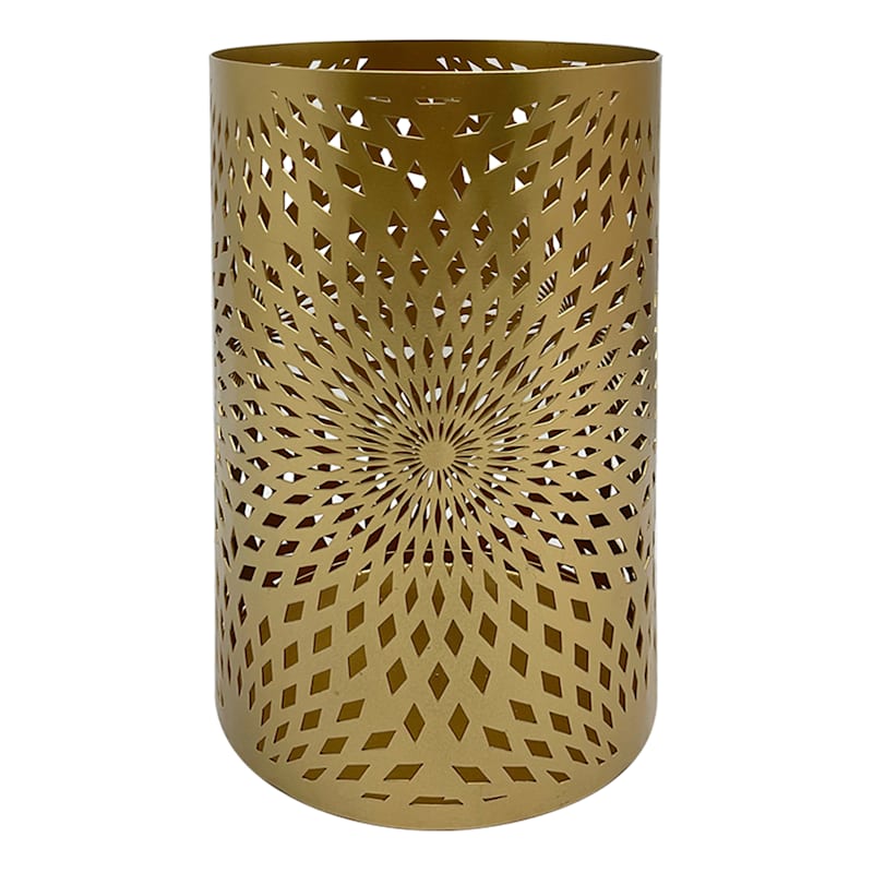 Gold Punched Metal Lantern, 10"