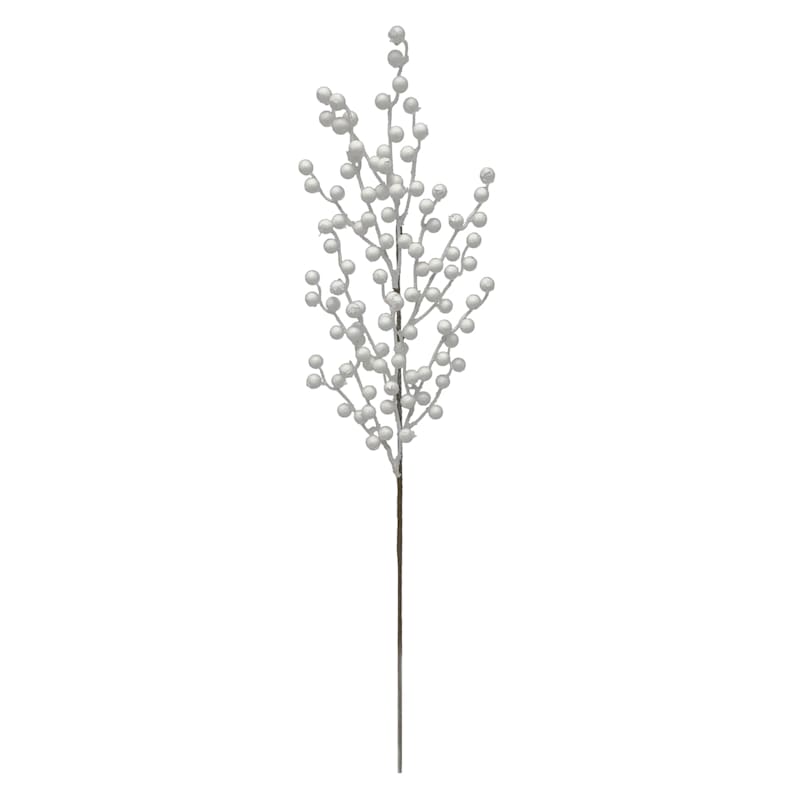 White Glittered Berry Stem, 30