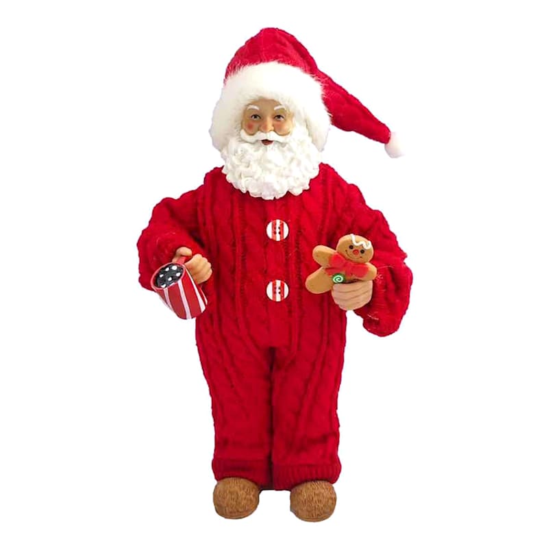 Mrs. Claus Bakery Santa in Red Knit Pajamas 10.5in Christmas Indoor Decor At Home