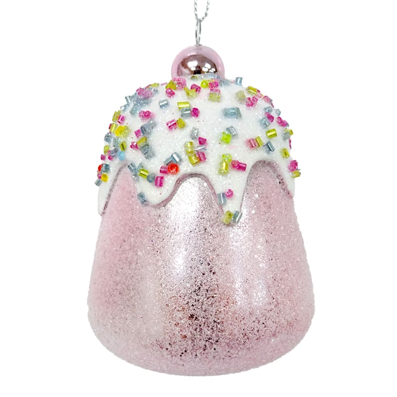 Mrs. Claus' Bakery Pink Glittered Gumdrop Ornament, 3.6"