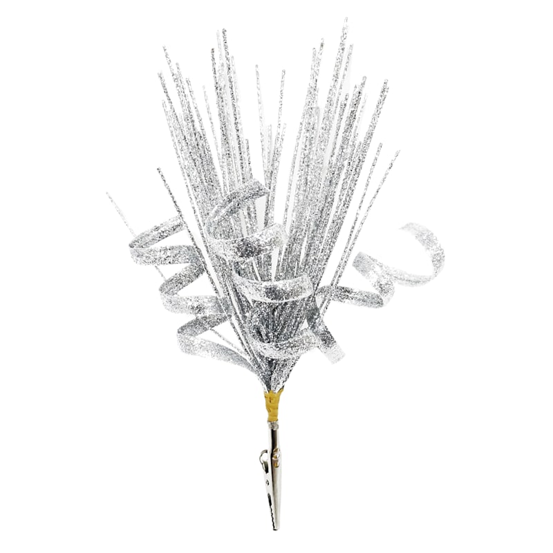 Joyous Noel Silver Spiral & Swirl Pick Clip Ornament, 9