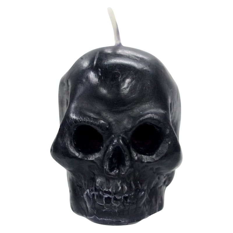 Small Black Bleeding Skull Candle | At Home