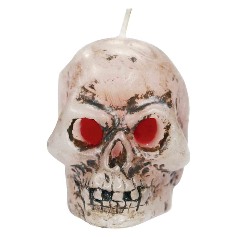Small White Bleeding Skull Candle | At Home