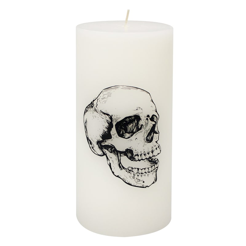 Halloween Skull Pillar Candle, 6" | At Home