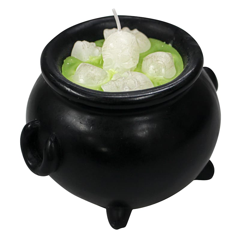 Cauldron with Skulls Halloween Candle, 3" | At Home