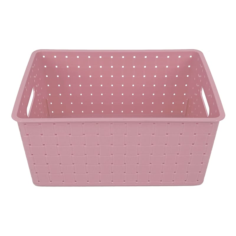 10X7X5 Strap Design Weave Basket- Strawberry Cream