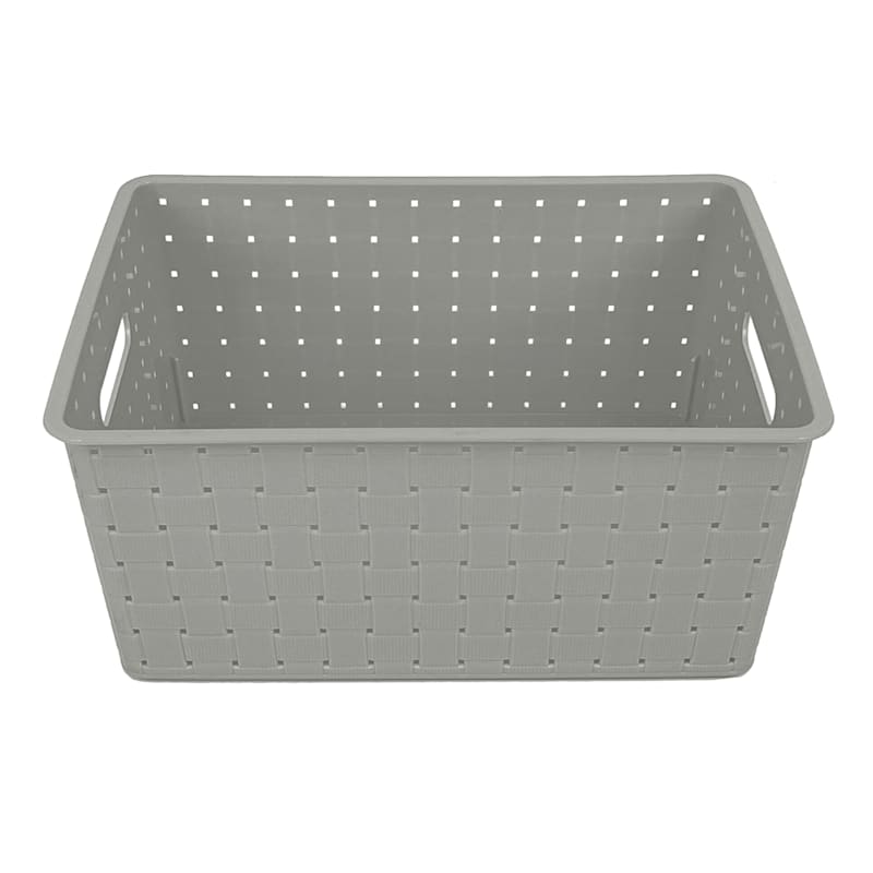 10X7X5 Strap Design Weave Basket- Cool Grey