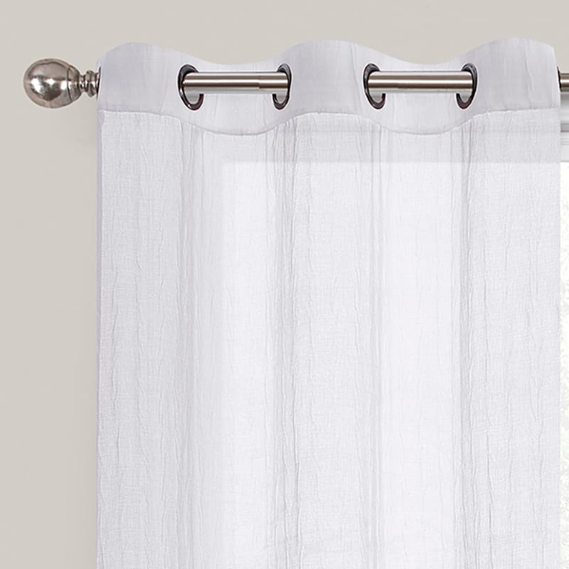 2-Pack White Crushed Sheer Grommet Curtain Panels, 84"